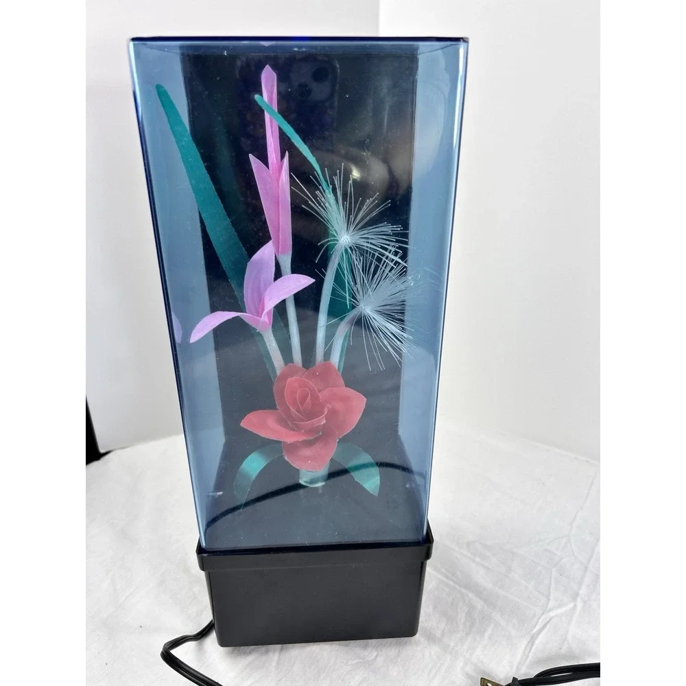 Vintage Retro Fiber Optic Color Changing Flower Bouquet Lamp Light 10x4x3